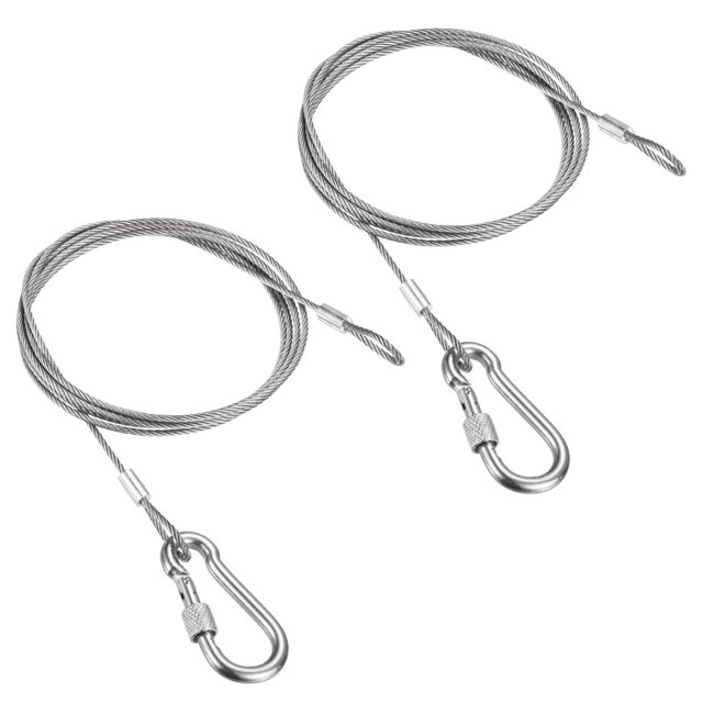 2.5mmx1.5m(5Ft) Safety Cable Lock Wire with Snap Hook Stainless Steel