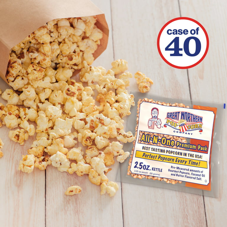 2.5oz Popcorn Packs Â– Pre-Measured, Movie Theater Style, All-in-One  Kernel, Salt, Oil Packets for Popcorn Machines by Great Northern Popcorn  (40
