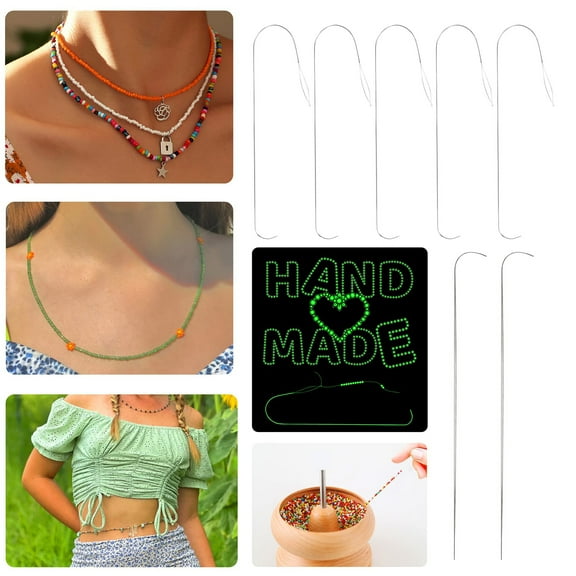 2/5pcs Beading Needles Big Eye Curved Stainless Steel Enlarged Eye for Easy Threading Bead Spinner Needles DIY Bracelet Necklace Jewelry Making Needles