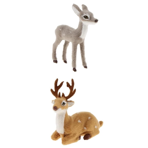2-5pcs Simulation Christmas Plush Deer Doll Model Home Window Showcase Decor 2pc style 5 8