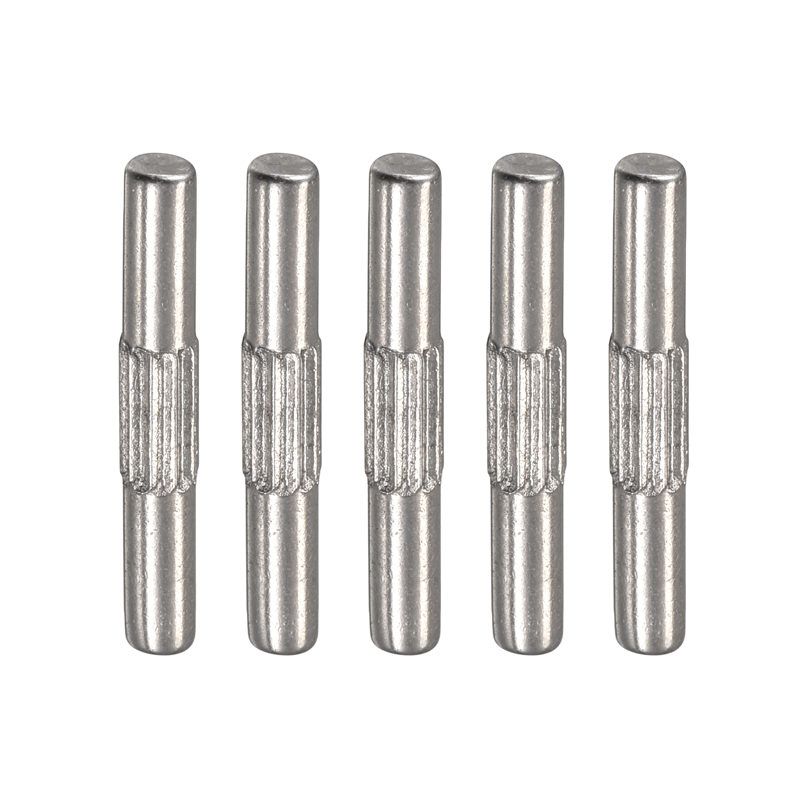 2.5x18mm 304 Stainless Steel Dowel Pins, 5 Pack Center Knurled Flat