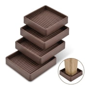 2.5x2.5 inch Square Rubber Furniture Caster Cups, NOGIS Anti-Sliding Furniture Pads Bed Stopper Floor Protectors with Grip - Protect Any Flooring Brown