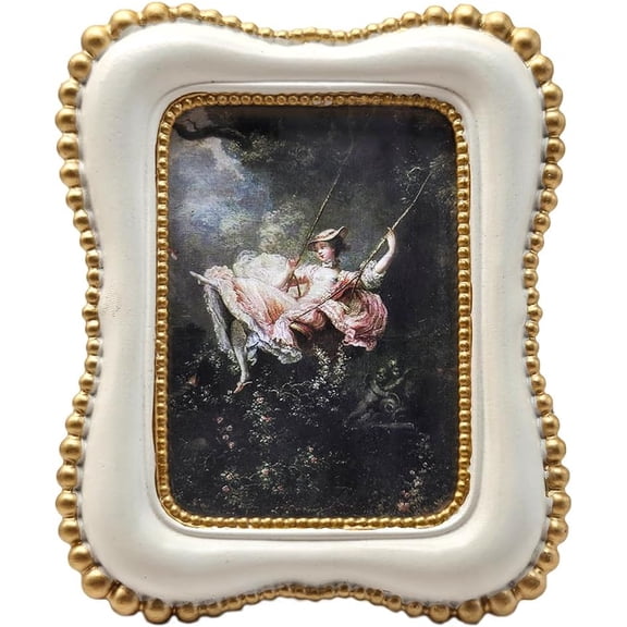 2.5x3.5 Small Vintage Picture Frame, Tiny Antique White Ornate Photo Frame, for Tabletop and Wall Display, Decorative Retro Home Decor, Old Fashioned Photo Gallery Art