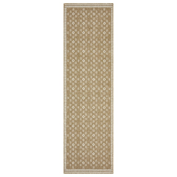 Better Homes & Gardens Taupe/Ivory Geo Indoor Runner Rug for Hallway, 2.5' x 8'