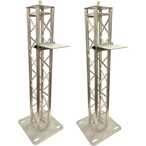 (2) 6.56ft 2M DJ Lighting Aluminum Truss Totem + Adjustable Height Shelf + Poles