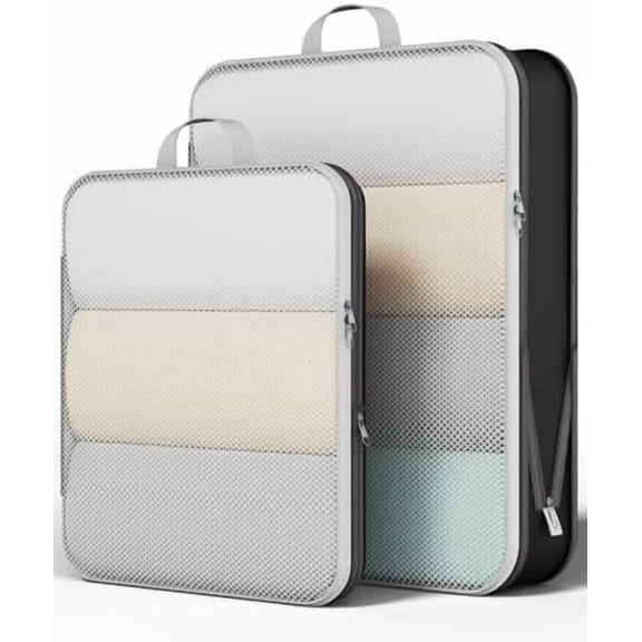 2/6/9/11 Set Compression Packing Cubes for Travel Essentials,Compressible Expandable Large Luggage Suitcase Organizer Bags for Clothing,Durable Space Saver Storage Bags(Black)