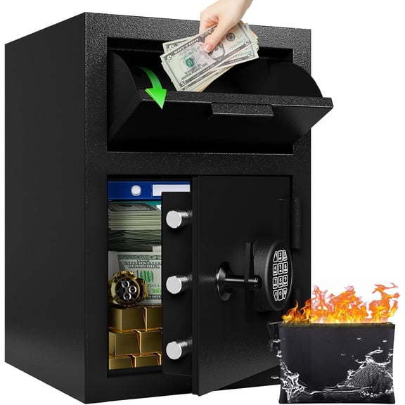 2.6 CuFt Drop Safe for Business, Cash Safe with Drop Slot, 53.8 lbs Heavy Duty Money Safe Box with Deposit Slot, Anti-Theft Safety Boxes for Home Floor Safe, Quick Access Digital Keypad Keys