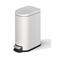 thumbnail image 1 of 2.6 Gallon / 10 Liter Metal Bathroom Trash Can with Lid, Slim Waterproof Step-on Garbage Bin with Inner Bucket, Rear Handle, and Soft Close Lid, Compact Design for Bedroom and Small Spaces,White, 1 of 6