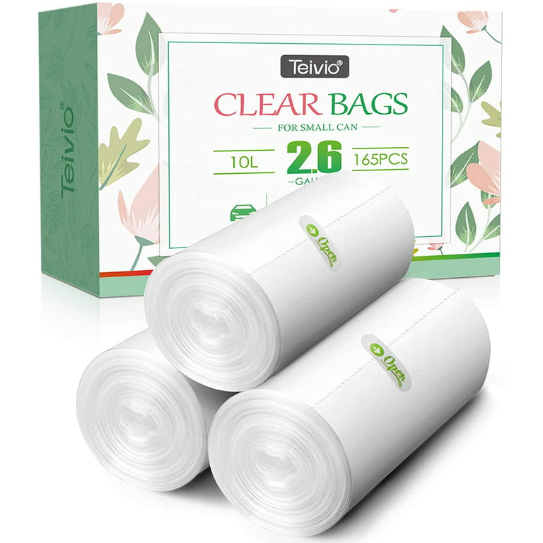 Hommaly 2.6 Gallon 240 pcs Small Clear Trash Bags, Strong Garbage Bags,  Bathroom Trash Can Bin Liners Unscented, Mini Plastic Bags for Office,  Waste Basket Liner, Fit 4.5-10 Liters, 0.5-2.6 Gal - Yahoo Shopping