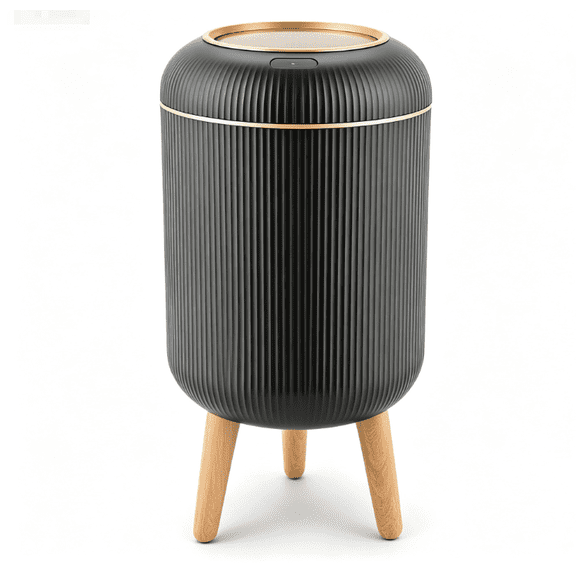 2.6 Gallon Motion Sensor Trash Can, Hands-Free Automatic Garbage Bin with Wood Legs for Bathroom Kitchen Bedroom