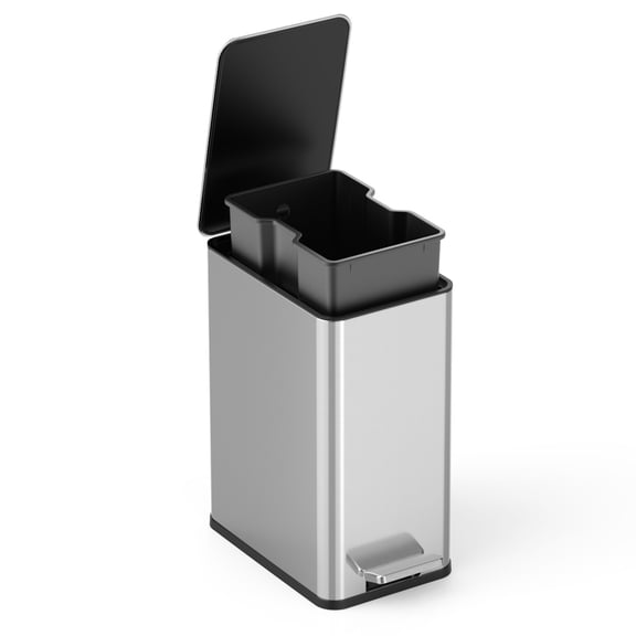 2.6 Gallon Stainless Steel Trash Can with Foot Pedal, Touchless Kitchen Garbage Can , Silver