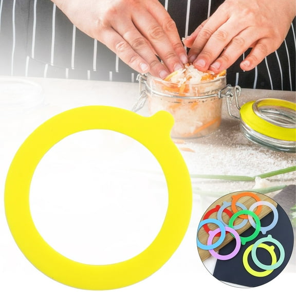 2.6 Inches Diameter Rubber Seals for Glass Jars, 1 Pcs Airtight Replacemen Silicone Jar Gaskets, Leakproof Gasket Sealing Rings for Canning Jars, Fits Most Sizes (Yellow)
