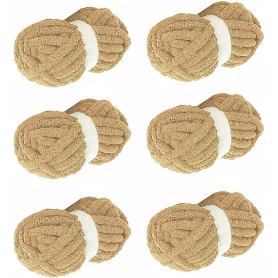2/6 Pack Chunky Yarn, Chunky Chenille Yarn for Hand Knitting, Gray Chunky Plush Yarn for DIY, Extra Chunky Yarn for Hand Knit Blankets