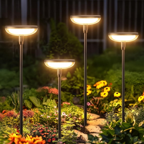 2/6 Pack Solar Pathway Lights Outdoor - 40LM Bright 31" Tall Solar Garden Lights, Waterproof Auto On/Off, Up to 14Hrs Lighting for Yard/Patio/Lawn/Outside Path