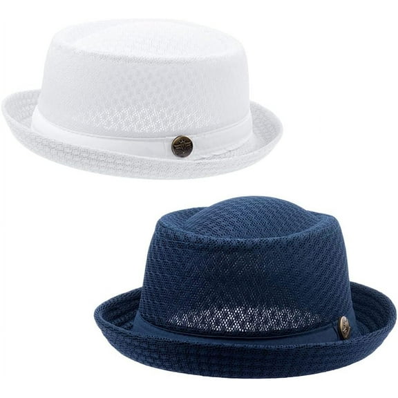 2/6 Pc Summer Mesh Pork Pie Hat 1920S Costume Party Cap for Men Women Unisex