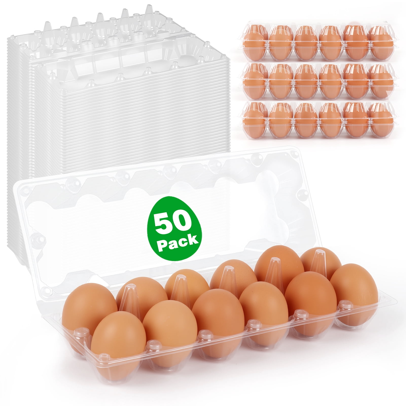 2*6 Plastic Egg Cartons, Clear Empty Chicken Egg Carton, Reusable & Cheap Egg Containers Bulk for Family, Farm, Markets Display