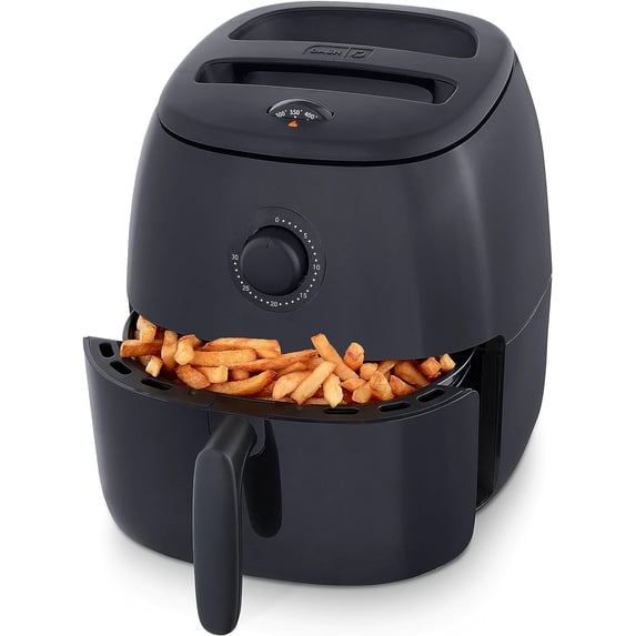 2.6 Quart Compact Air Fryer, Adjustable Temp Control, Non-Stick Basket, Auto Shut-Off, Small Space-Saving Air Fryer for Healthy Oil-Free Cooking, Grey, Home Kitchen