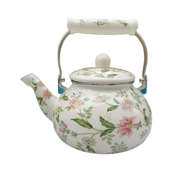 2.6 Quart Vintage Tea Kettle for Stovetop,Vintage Colorful Floral Enamel Tea Kettle with Ceramic Handle,Enamel Coffee Tea Pot for Stovetop Home Kitchen,Gift for Wedding Housewarming Christmas