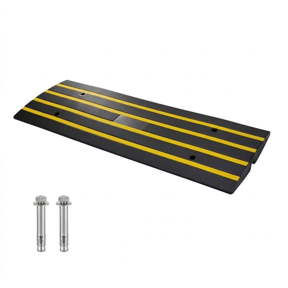 2.6" Rise Rubber Driveway Curb Ramp, Heavy Duty 33,069 lbs Weight Capacity Threshold Ramp, Expandable Full Ramp Set for Loading Dock, Garage, Sidewalk