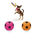 thumbnail image 1 of 2.6'' Squeak Latex Dog Toy Football Chew Fetch Throw Ball for Medium Dogs Interactive Play-2pcs, 1 of 6
