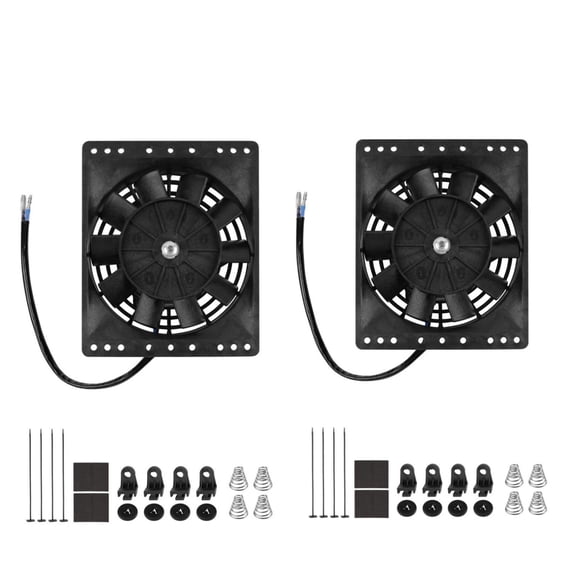 2* 6'' Universal Radiator Electric Cooling Slim Push Pull Fan 12V 80W Mount Kit