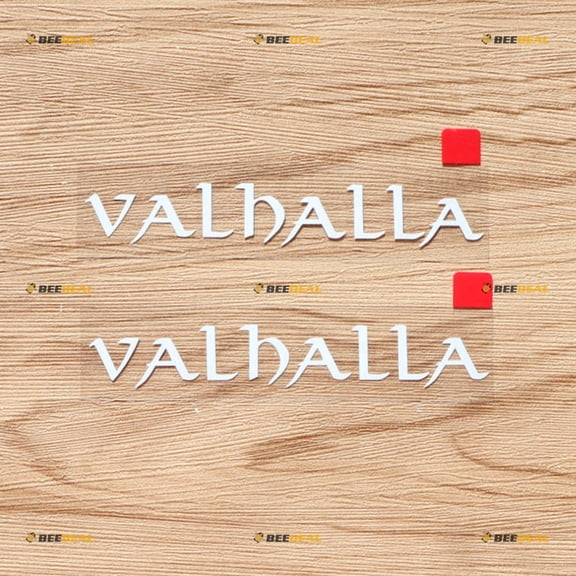 (2) 6" White Valhalla Lettering Decal Sticker Odin Viking Norse Car Vinyl sda3