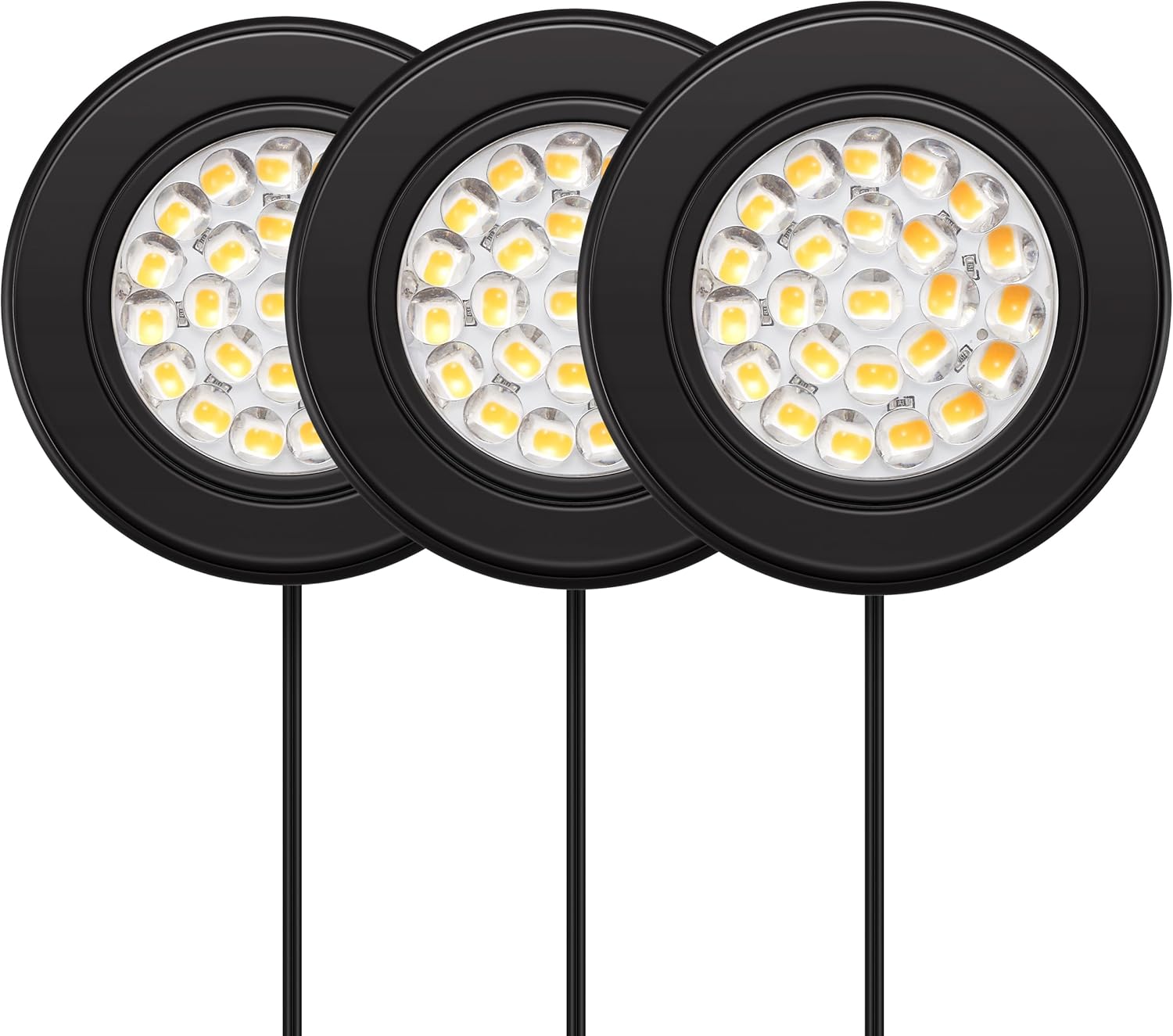 2.6" Wide 3000K Dimmable LED Puck Lights Kit, Plugin Installation with