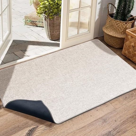 2.6'X4' Ultra Thin Bathroom Rugs,Low Profile Bath Rug,Rubber mat,Fit Under Door,Non Slip,Machine Washable Shower Rug,Khaki