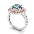 thumbnail image 1 of 2.6 ct Round Cut Blue Moissanite Halo Engagement Ring for Women in 18K White/Rose Gold, 1 of 2