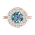 thumbnail image 1 of 2.6 ctw with Simulated Diamond Halo Accents Anniversary Ring for Women | Round Cut Blue Moissanite | Hyperallergenic Solid 14K Rose Gold, 1 of 5