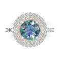 thumbnail image 1 of 2.6 ct Round Cut Blue Moissanite with Simulated Diamond Halo Accents 18K White/Rose Gold Womens Engagement Ring, 1 of 6