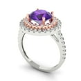 thumbnail image 1 of 2.6 ct Round Cut Natural Amethyst Halo Engagement Ring for Women in 18K White/Rose Gold, 1 of 2