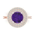 thumbnail image 1 of 2.6 ct Round Cut Natural Amethyst with Simulated Diamond Halo Accents 14K Rose Gold Womens Engagement Ring, 1 of 6