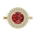 thumbnail image 1 of 2.6 ctw with Simulated Diamond Halo Accents Anniversary Ring for Women | Round Cut Natural Garnet | Hyperallergenic Solid 14K Yellow Gold, 1 of 5
