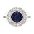 thumbnail image 1 of Clara Pucci 14K White/Rose Gold 2.6ct BlueSapphire Halo Ring for Women, 1 of 8
