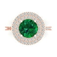 thumbnail image 1 of 2.6 ctw with Simulated Diamond Halo Accents Anniversary Ring for Women | Round Cut Simulated Emerald | Hyperallergenic Solid 18K Rose Gold, 1 of 5