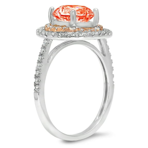 2.6 ct Round Cut Simulated Red Diamond Halo Engagement Ring for Women in 18K White/Rose Gold