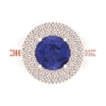 thumbnail image 1 of 2.6 ctw with Simulated Diamond Halo Accents Anniversary Ring for Women | Round Cut Simulated Tanzanite | Hyperallergenic Solid 14K Rose Gold, 1 of 5