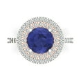 thumbnail image 1 of 2.6 ctw with Simulated Diamond Halo Accents Anniversary Ring for Women | Round Cut Simulated Tanzanite | Hyperallergenic Solid 18K White/Rose Gold, 1 of 5