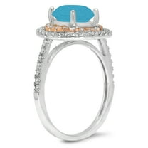 2.6 ct Round Cut Simulated Turquoise Halo Engagement Ring for Women in 18K White/Rose Gold