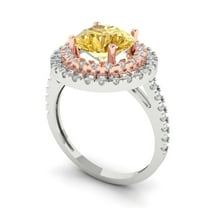 2.6 ct Round Cut Yellow Moissanite Halo Engagement Ring for Women in 18K White/Rose Gold