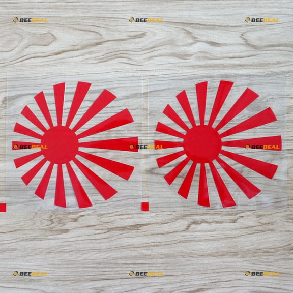 (2) 6" red Japanese Rising Sun Decal Sticker JDM Car Vinyl no bkgrd Round sda3