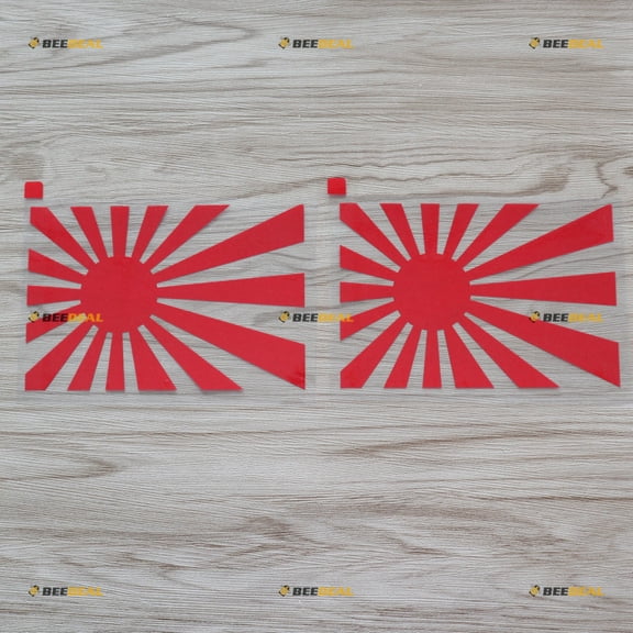 (2) 6" red Japanese Rising Sun Decal Sticker JDM Car Vinyl no bkgrd sda2