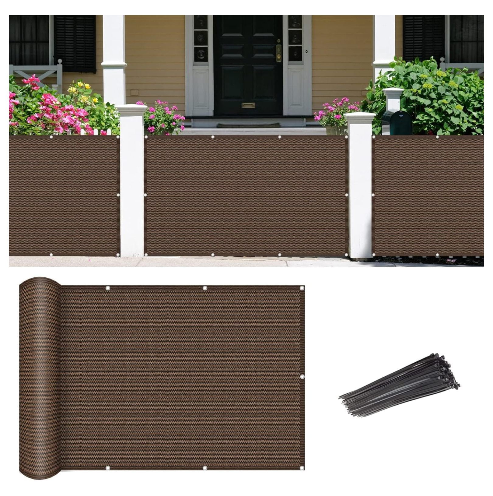 2'6" x 39' Brown Fence Screen Balcony Privacy Screen Shade Netting Mesh