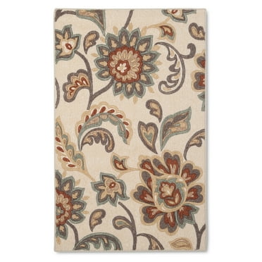 2'6"x3'10" Washable Paisley Floral Accent Rug Tan