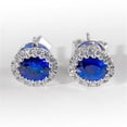 thumbnail image 1 of 2.60 CT Ceylon Blue Sapphire Diamond Womens Earring, White Gold, 1 of 1