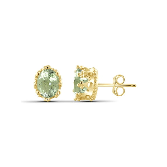 2.60 Carat Green Amethyst Gemstone Earrings