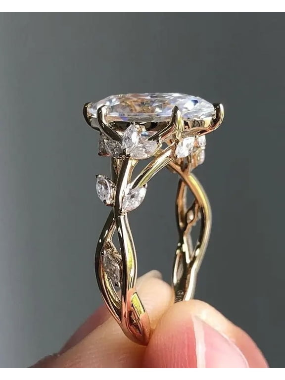 2.60 Carat Marquise Moissanite Floral Bridal Engagement Ring in 14K Yellow Gold