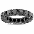 thumbnail image 1 of 2.60ct Round Black Diamond Full Eternity Wedding Band Ring 14K Black Gold Plated 925 Silver, 1 of 3
