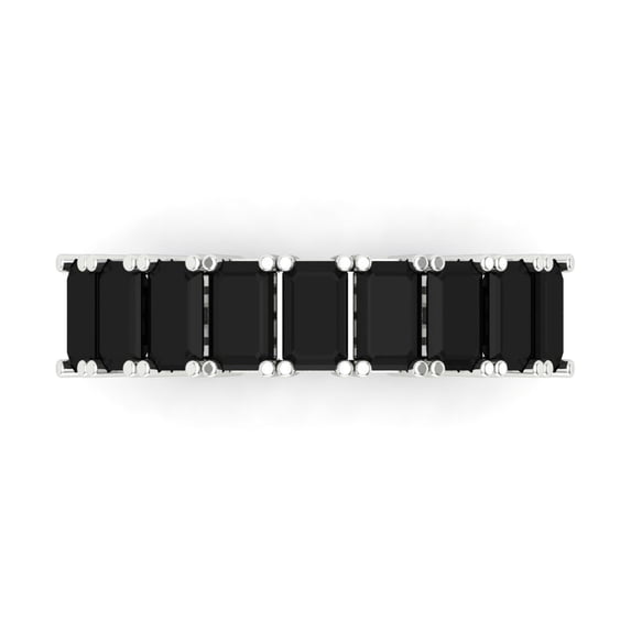 2.61 ct Brilliant Emerald Cut Natural Onyx 18K White Gold Eternity Band SZ 6.75